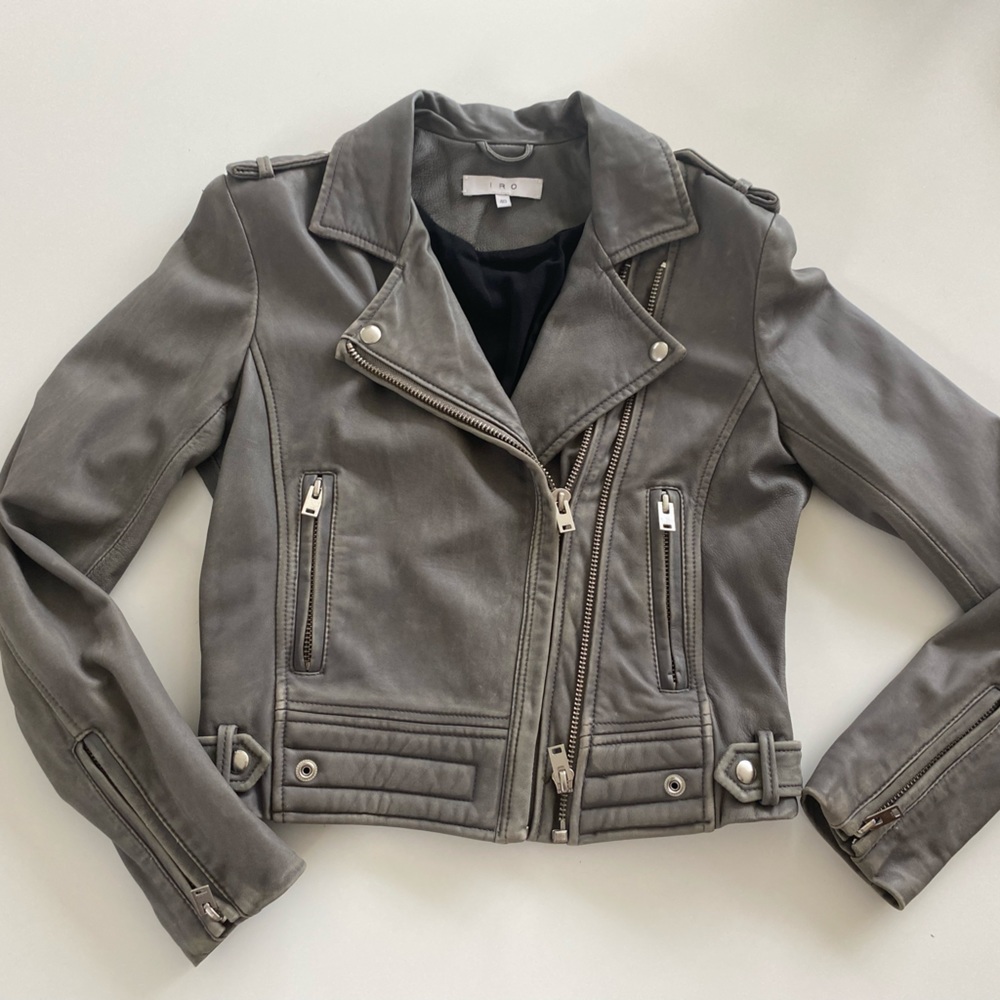 IRO Dylan Cropped Leather Moto Jacket